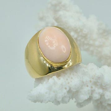 Koraal - Zilver, Verguld - Ring - Roze koraal, Antiek en Kunst