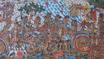 Zeer groot traditioneel Balinees Kamasan schilderij (184 x