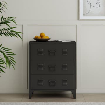 [en.casa] Ladekast Hämeenlinna 72x60x40 cm staal zwart, Verzenden, Nieuw