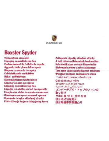 2016 PORSCHE BOXSTER SPYDER CABRIOLETKAP VERKORT, Auto diversen, Handleidingen en Instructieboekjes