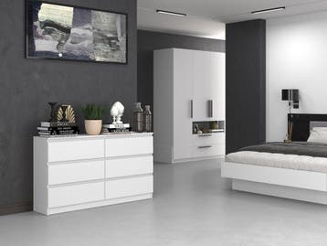 Ladekast wit 140 cm  6 lades Wit (Slaapkamer), 5 laden of meer, Verzenden, Nieuw, Overige houtsoorten