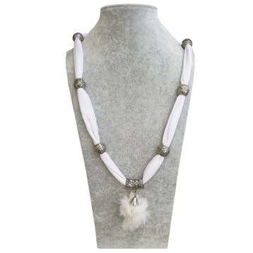 Fako Bijoux - Halsketting - Pluizenbol - 90cm - Wit, Verzenden, Nieuw