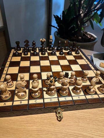 Bordspel - Folding travel chess set - Hout