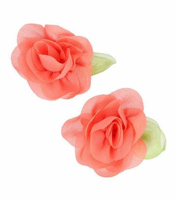 Haarspeld Duckklemmen 5cm – Bloem van Stof – Koraal Oranje –, Nieuw