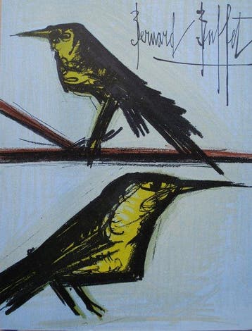 Bernard Buffet (1928-1999) - Couple doiseaux, Antiek en Kunst