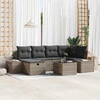 vidaXL Bankstel met kussen 7 pcs poly rattan, Verzenden, Nieuw, Rotan, 7 zitplaatsen