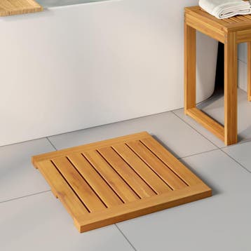 vidaXL Badmat 2 st Naturel 50 x 50 cm Massief Acaciahout, Huis en Inrichting, Verzenden, Nieuw, Bruin
