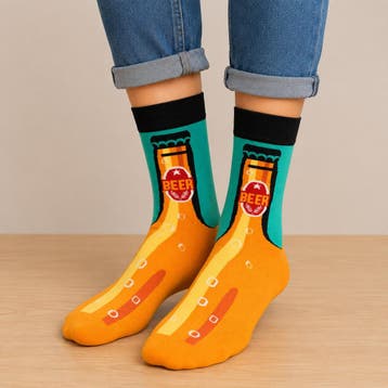 Sokken - Bier Fles Print - Groen - Katoen - Maat 38-45, Nieuw