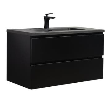 Badkamermeubel Set Angela 90cm Mat Zwart Badmeubel, Verzenden, Nieuw, Wastafelkast