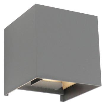 Moderne up down wandlamp grijs, Dion, 6W, 3000K LED, IP65, Ophalen of Verzenden, Nieuw, Aluminium, Wandlamp