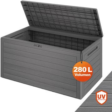 Kussenbox Woody Grijs Houtlook 280L (Schuurtjes-Rekken), Tuin en Terras, Tuinhuizen, Verzenden, Nieuw
