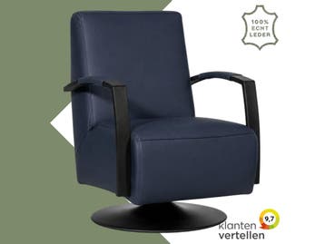 Leren draaifauteuil Mood - Toledo Kobalt (blauw) -, Nieuw, Ophalen of Verzenden, 50 tot 75 cm, Industrieel, Modern