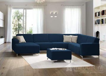 U-Bankstel Kerkdriel - u-banken - Blauw, Nieuw, 150 cm of meer, Stof, 200 tot 250 cm