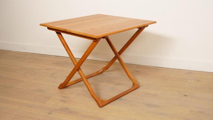 Compacte vintage eettafel | inklapbaar | massief teak, Huis en Inrichting, Tafels | Eettafels, Ophalen of Verzenden