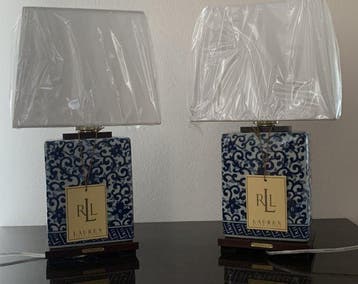 Pair of Luxury Ralph Lauren Table Lapms - Lamp - Porselein,, Nieuw