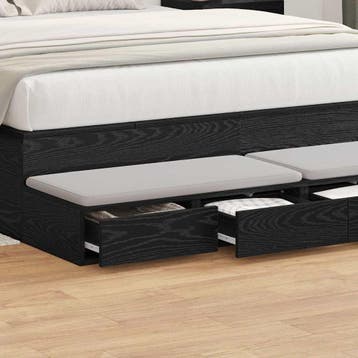 vidaXL Bedlades Zwart Eiken 140 x 36,5 x 16,5 cm Bewerkt, Verzenden, Nieuw, Hout, Minder dan 45 cm