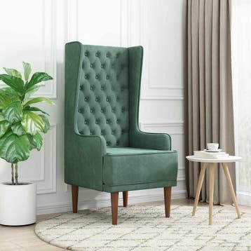 vidaXL Stoel met hoge rugleuning Zeegroen fluweel, Verzenden, Nieuw