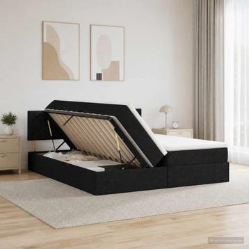 vidaXL Opslag bed met hoofdeinde 2 st Zwart Nep Leer, Verzenden, Nieuw, Zwart