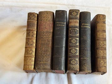 Verzameling van 6 antieke Latijnse religieuze boeken uit de