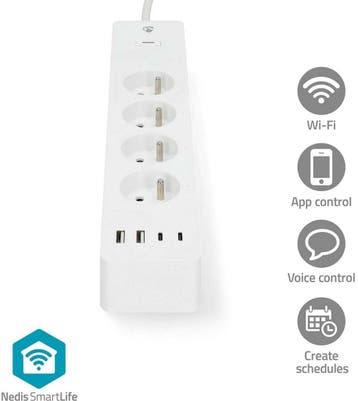 Nedis SmartLife Stekkerdoos – Energiezuinig – WiFi – 4 voudi, Verzenden, Zo goed als nieuw