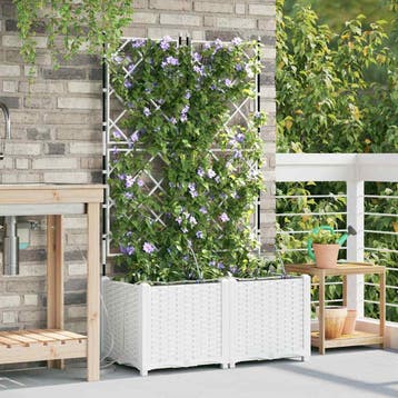 vidaXL Tuin Bloempot 2 st Wit 80 x 40 x 142 cm PP, Verzenden, Nieuw, Minder dan 60 cm, 60 cm of meer