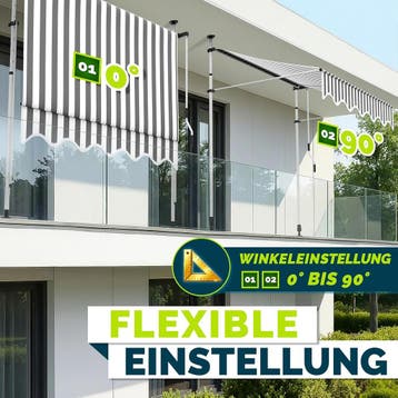 Klemluifel - Balkon luifel - Verticale luifel - 300 cm - Gri, Verzenden, Zo goed als nieuw