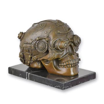 Bronzen steampunk beeld van een schedel (Interieur), Verzenden, Nieuw