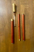 Wandelstok - Hout, Messing - Wandelstok met flesje