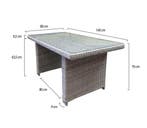 Ibiza XL lounge-diningtafel 140x80xH70 cm wit grijs, Tuin en Terras, Ophalen of Verzenden, Nieuw, Wicker