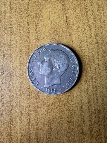 Spanje. Alfonso XII. 5 Pesetas 1883 MSM (Zonder