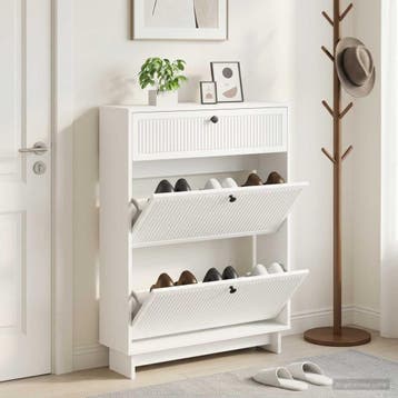 vidaXL Schoenenkast EDE 78 x 24 x 103 cm Bewerkt hout Wit, Verzenden, Nieuw