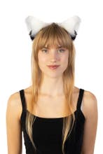 Haarband Grote Furry Oortjes Wit Zwart Beer Vos Diadeem Dons, Ophalen of Verzenden, Nieuw, Carnaval, Accessoires