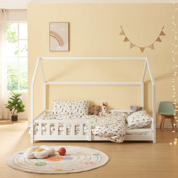 Kinderbed Hesel huisbed met matras en uitvalbeveiliging 120x, Verzenden, Nieuw