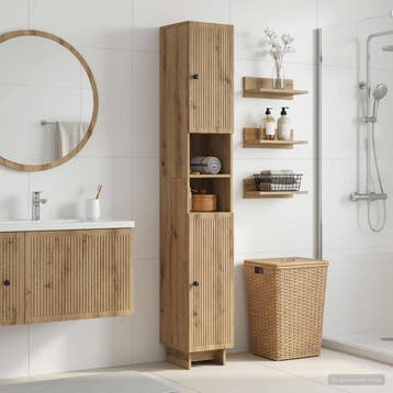 vidaXL Badkamerkast met Open Plank EDE Artisanaal eiken, Verzenden, Nieuw