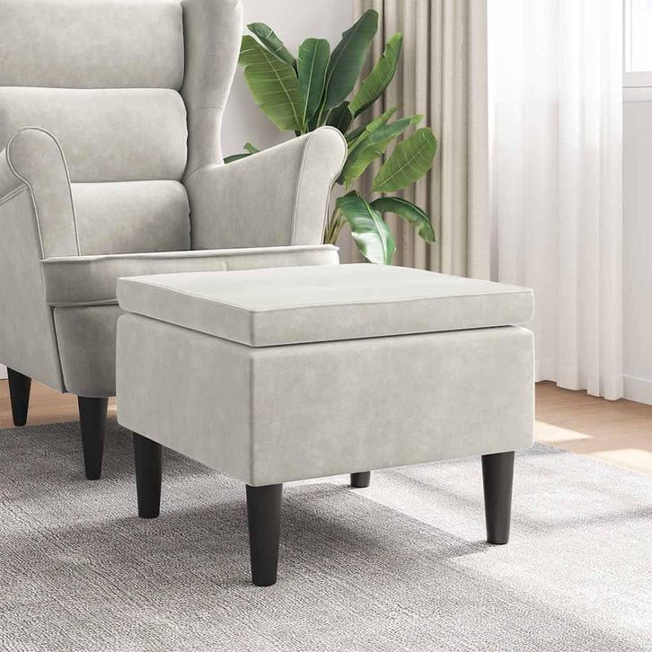 vidaXL Kruk met houten poten crèmekleurig fluweel, Huis en Inrichting, Stoelen, Nieuw, Verzenden