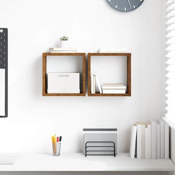 vidaXL Wandschappen met plank Wandgemonteerd Oudhout Bewerkt, Huis en Inrichting, Woonaccessoires | Wandplanken en Boekenplanken