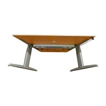 Bureaus trapeziumvorm, 160x80 cm, houten blad, metalen, Ophalen of Verzenden, Gebruikt