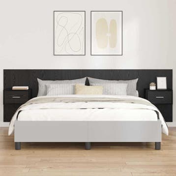 vidaXL Hoofdbord Met Kast 3 st Zwart Eiken Bewerkt hout, Huis en Inrichting, Slaapkamer | Bedden, Verzenden, Nieuw, Zwart, Hout