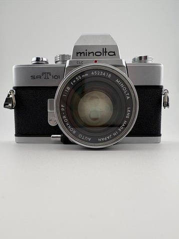 Minolta SR T 101 + Auto Rokkor-PF 1,8/55mm | Analoge camera, Nieuw