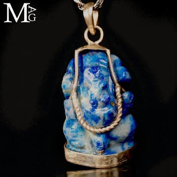 Ambachtelijk handgesneden lapis lazuli Ganesh-figuur