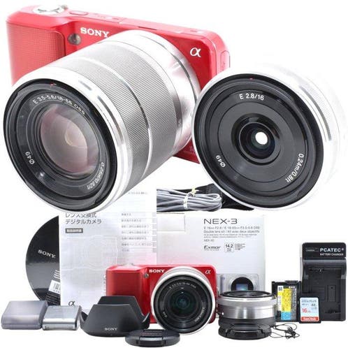 ≥ Sony a NEX-3 Red + E 3.5-5.6/18-55mm OSS + E 2.8/16mm