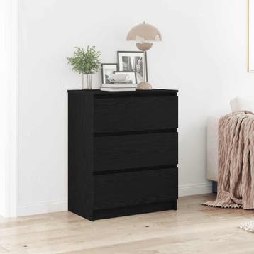 vidaXL Dressoir 60x35x76 cm bewerkt hout zwart eikenkleurig, Verzenden, Nieuw, 50 tot 100 cm, 25 tot 50 cm