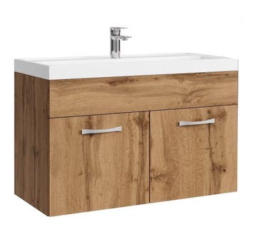 Badkamermeubel Set Paso 01 80 x 40 cm Eiken Badmeubel, Verzenden, Nieuw, Wastafelkast