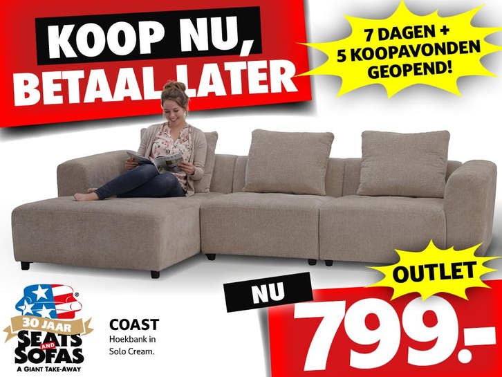 Coast Hoekbank nu €799.- Betaal in 3x zonder rente!!, Huis en Inrichting, Banken | Bankstellen