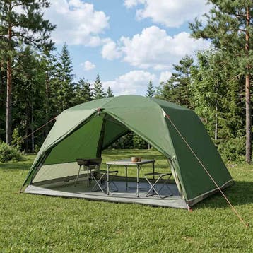 vidaXL Backpacking Tent Groen 4-persoons 185T Polyester met, Verzenden, Nieuw, Tot en met 2