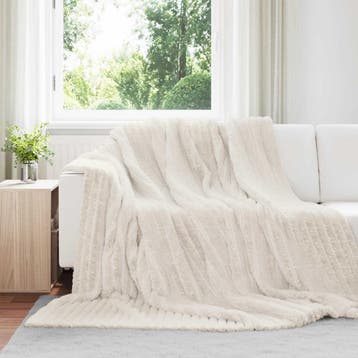 vidaXL Gooi Deken Crème 240 x 220 cm Fleece, Verzenden, Nieuw