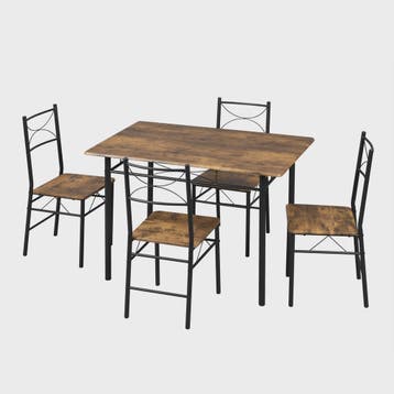 Eetkamer Set: Tafel met 4 Stoelen - Metaal Frame - Compact &, Verzenden, Nieuw