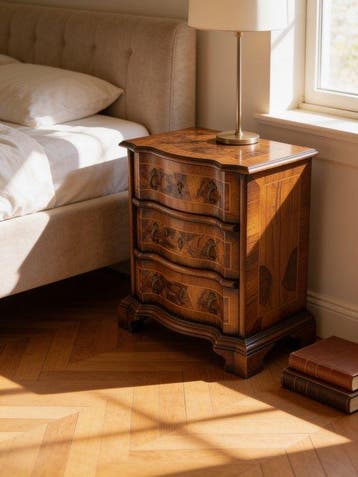 Ladekast - Walnoot, Messing, Hout, Wortelnotenhout, Antiek en Kunst