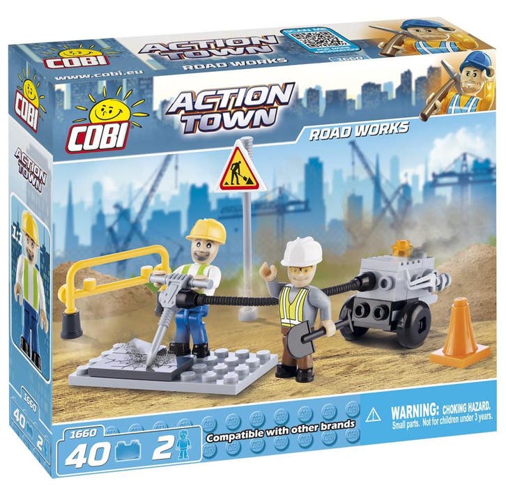 COBI - Action Town 1660 - Wegwerkzaamheden (kinder bouwsets), Kinderen en Baby's, Speelgoed | Bouwstenen, Nieuw, Verzenden