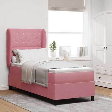 vidaXL Boxspringbed met matras met hoofdeinde Roze 200 x 80, Verzenden, Nieuw, Stof